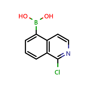 Chemical structure of 1-chloroisoquinolin-5-yl-5-boronic acid , CAS 2096338-36-0, AChemBlock O30977