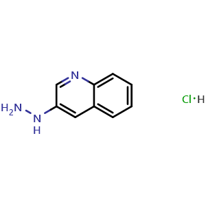 Chemical structure of 2-(quinolin-3-yl)hydrazine hydrochloride , CAS 63468-94-0, AChemBlock O30984