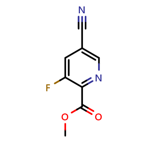 Chemical structure of methyl 5-cyano-3-fluoropyridine-2-carboxylate , CAS 1200498-42-5, AChemBlock O30995