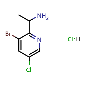 Chemical structure of 1-(3-bromo-5-chloropyridin-2-yl)ethanamine hydrochloride , CAS 1432754-20-5, AChemBlock O31000