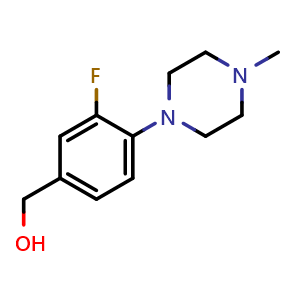 Chemical structure of (3-fluoro-4-(4-methylpiperazin-1-yl)phenyl)methanol , CAS 1152513-19-3, AChemBlock O31029