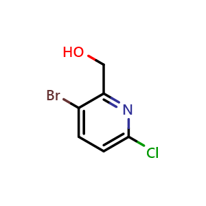 Chemical structure of (3-bromo-6-chloropyridin-2-yl)methanol , CAS 1227601-71-9, AChemBlock O31030