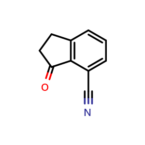 Chemical structure of 2,3-dihydro-3-oxo-1H-indene-4-carbonitrile , CAS 215362-26-8, AChemBlock O31038