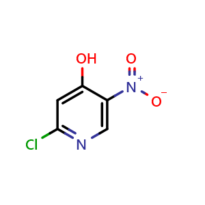 Chemical structure of 2-chloro-5-nitropyridin-4-ol , CAS 1211386-69-4, AChemBlock O31048
