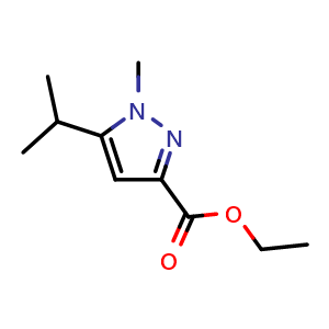 Chemical structure of ethyl 5-isopropyl-1-methyl-1H-pyrazole-3-carboxylate , CAS 1170483-34-7, AChemBlock O31055