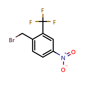 Chemical structure of 1-(bromomethyl)-2-(trifluoromethyl)-4-nitrobenzene , CAS 694499-22-4, AChemBlock O31063