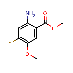 Chemical structure of methyl 2-amino-4-fluoro-5-methoxybenzoate , CAS 159768-51-1, AChemBlock O31073