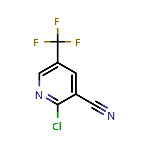 Chemical structure of 2-chloro-5-(trifluoromethyl)pyridine-3-carbonitrile , CAS 624734-22-1, AChemBlock O31081