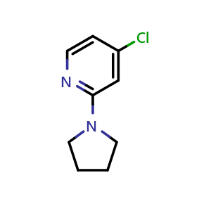 Chemical structure of 4-chloro-2-(pyrrolidin-1-yl)pyridine , CAS 1209459-01-7, AChemBlock O31091