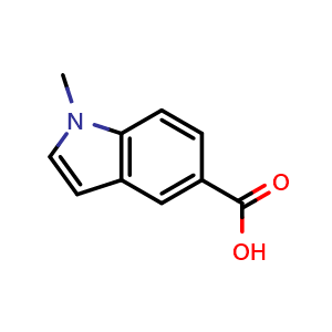 Chemical structure of 1-methyl-1H-indole-5-carboxylic acid , CAS 186129-25-9, AChemBlock O31101