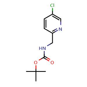 Chemical structure of 2-(N-Boc-aminomethyl)-5-chloropyridine , CAS 67938-77-6, AChemBlock O31110