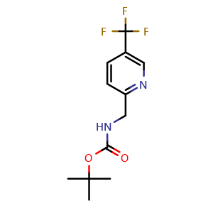 Chemical structure of 2-(N-Boc-aminomethyl)--5-(trifluoromethyl)pyridine , CAS 1216276-20-8, AChemBlock O31122