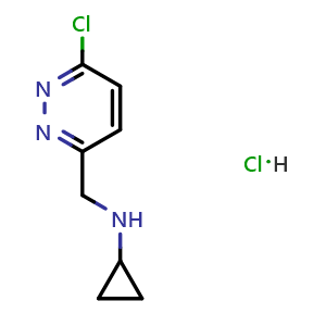 Chemical structure of N-((6-chloropyridazin-3-yl)methyl)cyclopropanamine hydrochloride , CAS 1337880-84-8, AChemBlock O31124