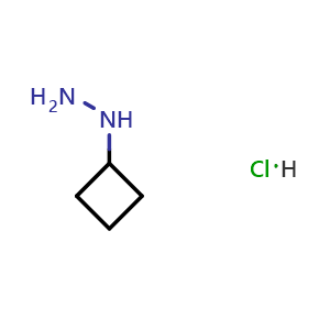 Chemical structure of 1-cyclobutylhydrazine hydrochloride , CAS 158001-21-9, AChemBlock O31125