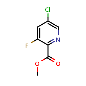 Chemical structure of methyl 5-chloro-3-fluoropyridine-2-carboxylate , CAS 1200498-40-3, AChemBlock O31157