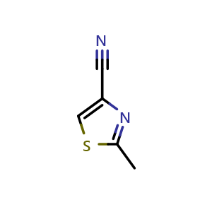Chemical structure of 2-Methylthiazole-4-carbonitrile , CAS 21917-76-0, AChemBlock O31164