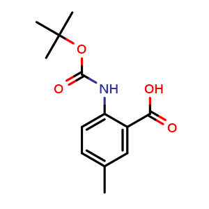Chemical structure of 2-(tert-butoxycarbonylamino)-5-methylbenzoic acid , CAS 669713-60-4, AChemBlock O31165