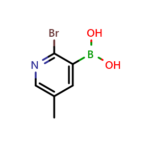Chemical structure of 2-bromo-5-methylpyridin-3-yl-3-boronic acid , CAS 2096338-41-7, AChemBlock O31212