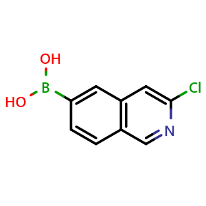 Chemical structure of 3-chloroisoquinolin-6-yl-6-boronic acid , CAS 1800483-72-0, AChemBlock O31219