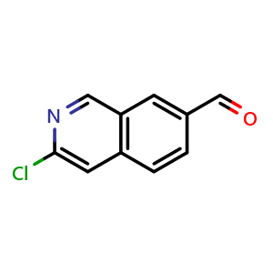 Chemical structure of 3-chloroisoquinoline-7-carbaldehyde , CAS 1337879-96-5, AChemBlock O31224
