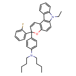 N,N-dibutyl-4-(7-ethyl-3-(2-fluorophenyl)-3,7-dihydropyrano[2,3-c]carbazol-3-yl)benzenamine