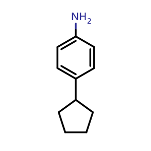 Chemical structure of 4-cyclopentylbenzenamine , CAS 20029-53-2, AChemBlock O31238