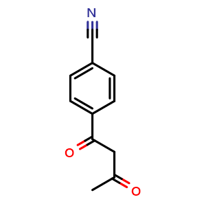 Chemical structure of 4-(3-Oxobutanoyl)benzonitrile , CAS 62585-03-9, AChemBlock O31248