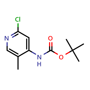 Chemical structure of tert-butyl 2-chloro-5-methylpyridin-4-ylcarbamate , CAS 1820717-60-9, AChemBlock O31279