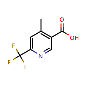 Chemical structure of 6-(trifluoromethyl)-4-methylpyridine-3-carboxylic acid , CAS 261635-74-9, AChemBlock O31293
