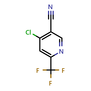 Chemical structure of 4-chloro-6-(trifluoromethyl)pyridine-3-carbonitrile , CAS 1807217-26-0, AChemBlock O31294