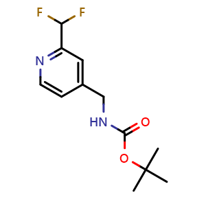 Chemical structure of 4-(Aminomethyl)-2-(difluoromethyl)pyridine,4-BOC protected , CAS 1428532-94-8, AChemBlock O31306