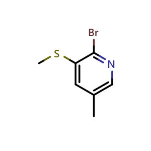 Chemical structure of 2-bromo-5-methyl-3-(methylthio)pyridine , CAS 1820649-46-4, AChemBlock O31327