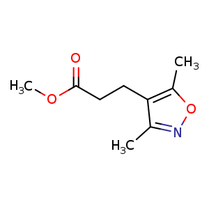 Chemical structure of methyl 3-(3,5-dimethylisoxazol-4-yl)propanoate , CAS 154928-90-2, AChemBlock O31329