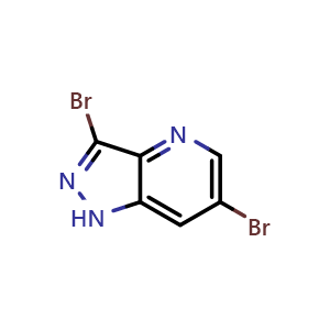 Chemical structure of 3,6-dibromo-1H-pyrazolo[4,3-b]pyridine , CAS 1357946-96-3, AChemBlock O31338
