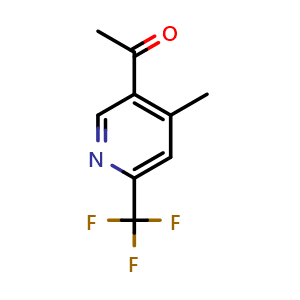 Chemical structure of 1-(6-(trifluoromethyl)-4-methylpyridin-3-yl)ethanone , CAS 1881330-45-5, AChemBlock O31341