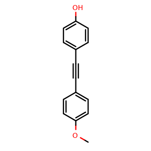Chemical structure of 4-(2-(4-methoxyphenyl)ethynyl)phenol , CAS 18938-18-6, AChemBlock O31364