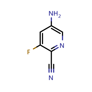 Chemical structure of 5-amino-3-fluoropyridine-2-carbonitrile , CAS 573763-07-2, AChemBlock O31373