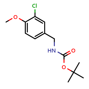 Chemical structure of tert-butyl 3-chloro-4-methoxybenzylcarbamate , CAS 1823229-28-2, AChemBlock O31430