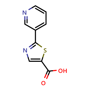Chemical structure of 2-(pyridin-3-yl)thiazole-5-carboxylic acid , CAS 248275-42-5, AChemBlock O31435