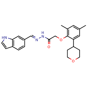 (E)-N'-((1H-indol-6-yl)methylene)-2-(2-(tetrahydro-2H-pyran-4-yl)-4,6-dimethylphenoxy)acetohydrazide
