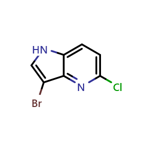 Chemical structure of 3-bromo-5-chloro-1H-pyrrolo[3,2-b]pyridine , CAS 1190310-75-8, AChemBlock O31452