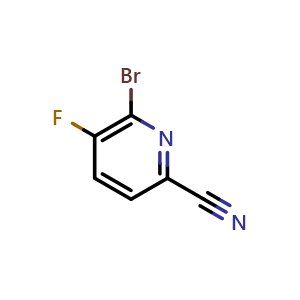Chemical structure of 6-bromo-5-fluoropyridine-2-carbonitrile , CAS 1416713-45-5, AChemBlock O31482