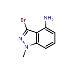 Chemical structure of 3-Bromo-1-methyl-1H-indazol-4-amine , CAS 1092351-47-7, AChemBlock O31495