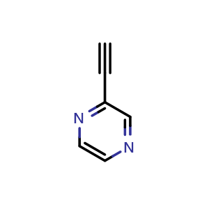 Chemical structure of 2-ethynylpyrazine , CAS 153800-11-4, AChemBlock O31505