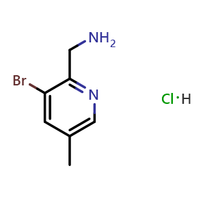 Chemical structure of (3-bromo-5-methylpyridin-2-yl)methanamine hydrochloride , CAS 1257535-62-8, AChemBlock O31519