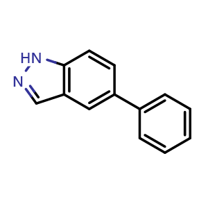 Chemical structure of 5-phenyl-1H-indazole , CAS 185316-58-9, AChemBlock O31537