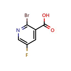 Chemical structure of 2-bromo-5-fluoropyridine-3-carboxylic acid , CAS 38186-89-9, AChemBlock O31572