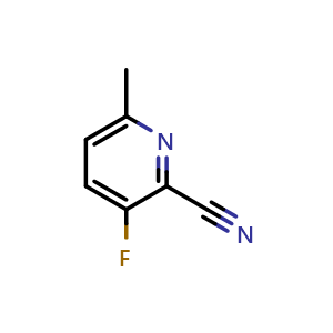 Chemical structure of 3-fluoro-6-methylpyridine-2-carbonitrile , CAS 1211527-37-5, AChemBlock O31588
