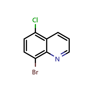 Chemical structure of 8-bromo-5-chloroquinoline , CAS 1154741-20-4, AChemBlock O31593