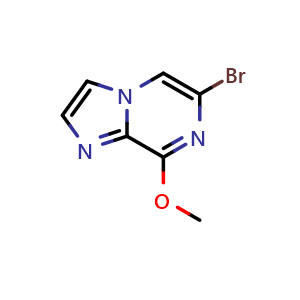 Chemical structure of 6-bromo-8-methoxyimidazo[1,2-a]pyrazine , CAS 63744-25-2, AChemBlock O31609